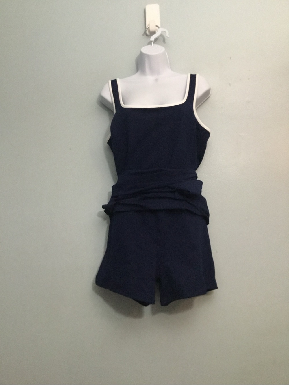 J. Crew Navy Square-Neck Sundress with White Trim